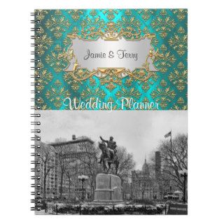 Union Square NYC Gold Teal Damask 222 Notebook