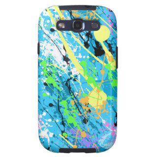 Retro 80"s Paint Splatter   Blue Galaxy S3 Cases