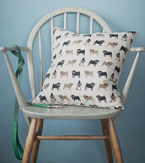 pug linen cushion by fenella smith