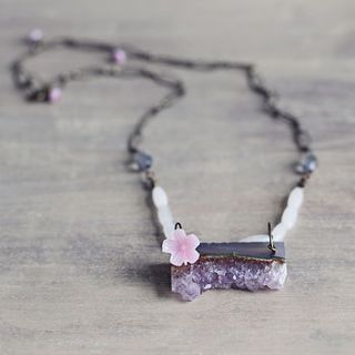 amethyst druzy necklace by artique boutique