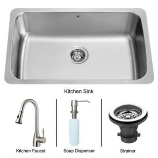 Vigo 30 x 18 Undermount Kitchen Sink with Faucet, Strainer and Soap