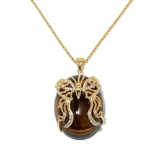 Daniela Swaebe Fashion Jewelry "Amulet" CZ Goldtone Overlay Pendant with 31" Ch