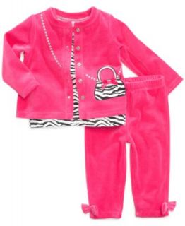 First Impressions Baby Set, Baby Girls Kitten Velour 3 Piece Tee, Jacket and Pants   Kids