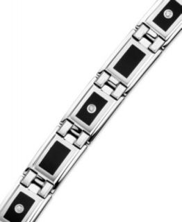 Mens Stainless Steel Bracelet, Diamond Square Link (3/4 ct. t.w.)   Bracelets   Jewelry & Watches