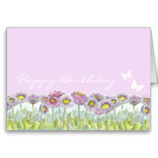 Happy Birthday Card English Daisies Butterfly