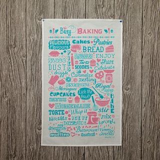 'busy baking' tea towel by busy being