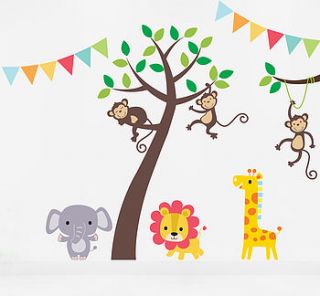 jungle friends tree wall stickers by parkins interiors