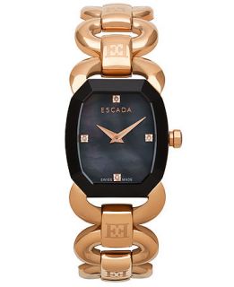 Escada Womens Swiss Charlene Diamond Accent Rose Gold Ion Plated Link Bracelet Watch 26mm IWW E2635063   Watches   Jewelry & Watches