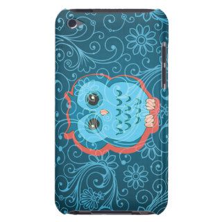 Cute Aqua Teal Owl, Retro Floral Background Barely There iPod Covers