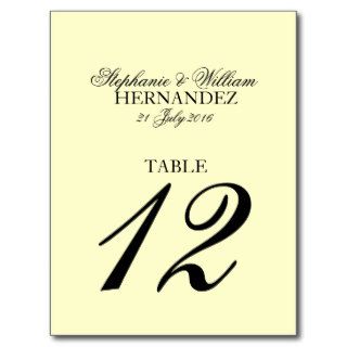 Ivory Wedding Table Number Post Card