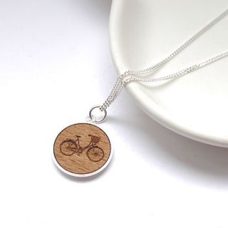 wooden bicycle disc necklace by maria allen boutique