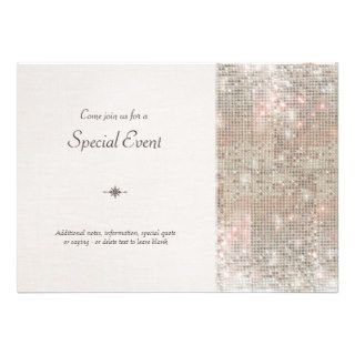 Silver Sequins and Soft Linen Invitation Card Custom Invite