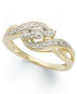 Diamond Ring, 10k Gold Diamond 3 Stone Swirl Ring (1/10 ct. t.w.)   Rings   Jewelry & Watches