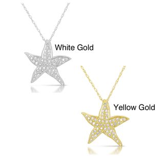 10k Gold Diamond Acquatic Life Starfish Pendant (GH, I2 I3) Diamond Necklaces