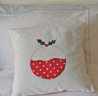 christmas pudding cushion by designer j