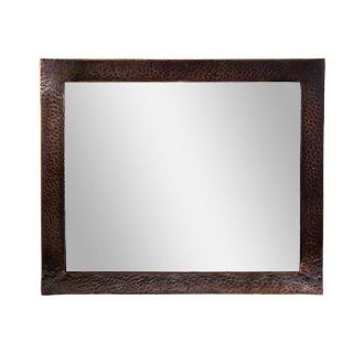 The Copper Factory CF138AN Solid Hammered Copper Framed Rectangular Mirror, Antique Copper