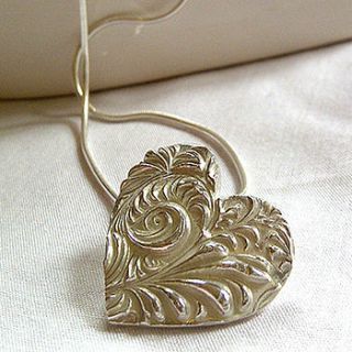 silver textured heart necklace by originality by lisa