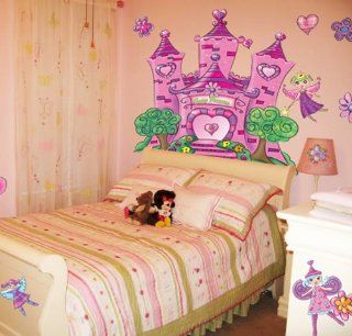 Fairy Castle Wall Mural Decals w/ Fairy Wall Stickers for Girls Rooms   Childrens Wall D?cor
