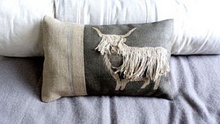highland cow large cushion by helkatdesign