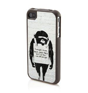 Banksy Laugh Now Monkey Apple IPhone 4/4s Phone Case   Black Cell Phones & Accessories