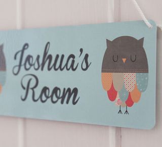 personalised owl door sign by lou brown designs