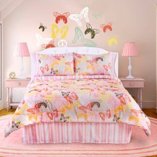 Veratex Bedding Collection Butterflies are Free Comforter Set, Pink/White, Queen Size   Pink Sheet Set Queen Size