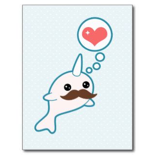Mustache Narwhal Postcards