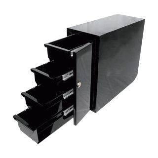Steel Sliding Drawer Truck Box — 4 Drawer, Vertical, Black, 18 1/2in.L x 7 5/8in.W x 15 1/2in.H  Truck Box Storage Drawers