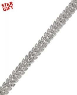 Sterling Silver Plated Bracelet, Diamond Accent X and Heart Link Bracelet   Bracelets   Jewelry & Watches