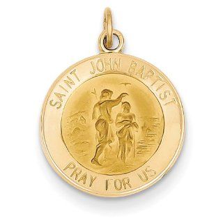 14k Yellow Gold Saint John Baptist Medal Charm Jewelry