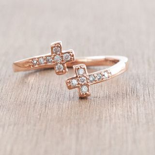 double cross and diamante ring by astrid & miyu