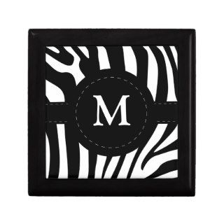 Zebra stripes monogram initial M custom, gift Jewelry Boxes
