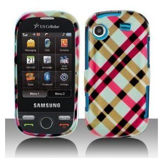 Samsung R630/Messager Touch Hot Pink Plaid Snap On Cover, Hard Plastic Case, Protector   Retail Packaged Cell Phones & Accessories