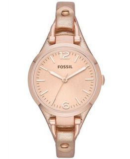 Fossil Womens Georiga Rose Gold Tone Metallic Leather Strap Watch 32mm ES3413   Watches   Jewelry & Watches