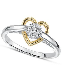 Diamond Engagement Ring, Sterling Silver and 14k Yellow Gold Diamond Heart Ring (1/8 ct. t.w.)   Rings   Jewelry & Watches