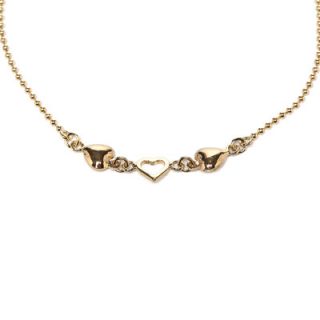 Sterling Essentials 14k Gold over Silver 9 inches Heart Anklet