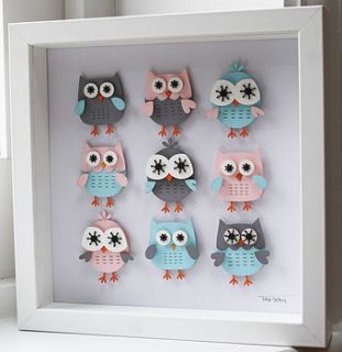 three dimensional owl artwork by tiny designs