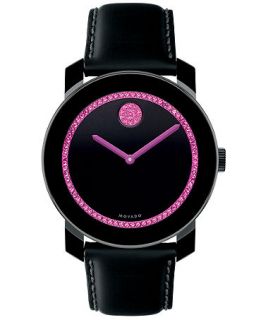 Movado Unisex Swiss Bold Black Leather Strap Watch 42mm 3600179   Supports the Breast Cancer Research Foundation   Watches   Jewelry & Watches