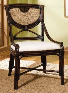 Powell Carmel Dark Mahogany And Natural Seagrass Dining Chair   19 Inch Seat Height 965 434  