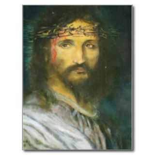 Christ with crown of thorns post card