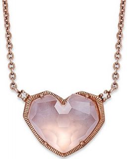 14k Rose Gold over Sterling Silver Necklace, Rose Quartz (5 ct. t.w.) and Diamond Accent Heart Pendant   Necklaces   Jewelry & Watches