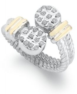 14k Gold and Sterling Silver Bracelet, Diamond Accent Cable Bracelet   Bracelets   Jewelry & Watches
