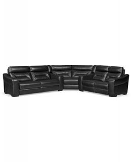 Judson Leather Reclining Sectional Sofa, 3 Piece Power Recliner (Sofa, Wedge & Loveseat) 144W x 126D x 39H   Furniture