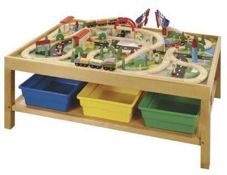 Rectangle Train Table with Train Set (131 pcs) Toys & Games