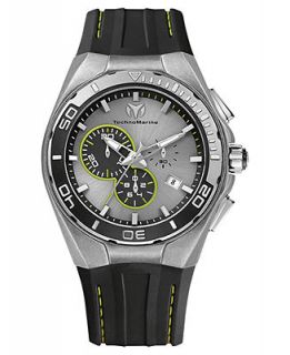 TechnoMarine Watch, Mens Swiss Chronograph Cruise Steel Evolution Black Silicone Strap 45mm 112008   Watches   Jewelry & Watches