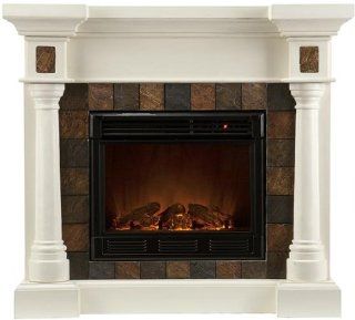 Cameron Faux Slate Fireplace, ELECTRIC, IVORY   Gel Fuel Fireplaces