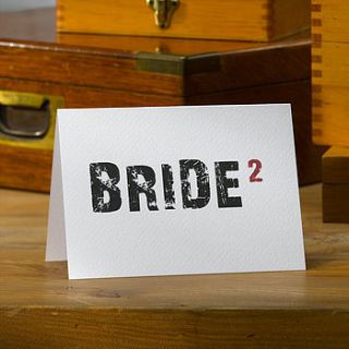 typographic civil wedding 'bride' card by betsy benn
