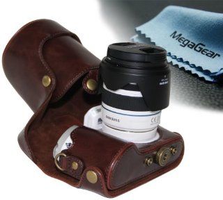MegaGear "Ever Ready" Protective Dark Brown Leather Camera Case, Bag for Samsung NX300 Smart Wi Fi Digital Camera with 18 55mm Lens and 20 50mm Lens  Camera & Photo