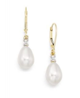 14k White Gold Cultured Freshwater Pearl Drop Earrings   Earrings   Jewelry & Watches