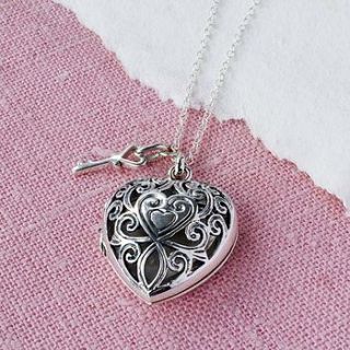 silver vintage heart locket necklace by martha jackson